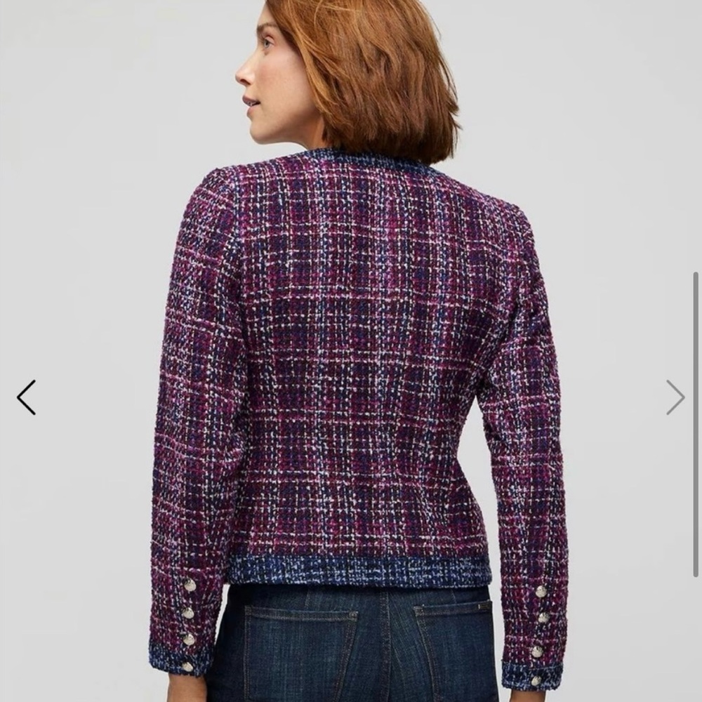WHBM Women’s size 8 purple and blue tweed jacket, worn once, pristine condition